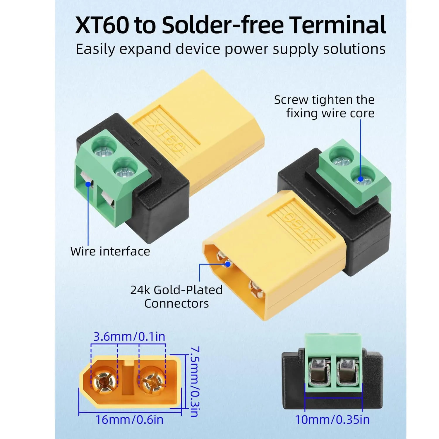 납땜 없는 2핀 XT60 남성-여성 어댑터 커넥터 (드 - Drone Solar Charger 리뷰 및 가격